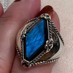 Carolyn Pollack Blue Labradorite Kite-Set Sterling Silver Ring